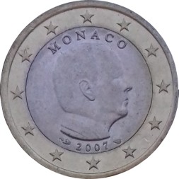 Монако 1 евро 2007 год - Альбер II