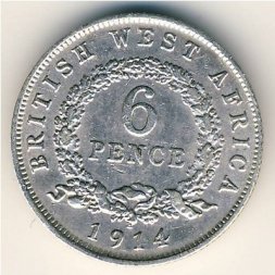Британская Западная Африка 6 пенсов 1914 год