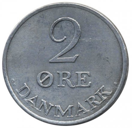 Дания 2 эре 1965 год - Король Фредерик IX (цинк)