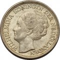 Нидерланды 25 центов 1943 год (портрет на аверсе, серебро)