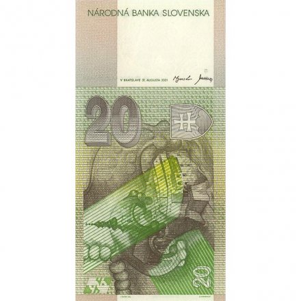 Словакия 20 крон 2001 год - Князь Нитранского княжества Прибина UNC