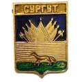 Значок Сургут. Тюменская область. Герб. Серия &quot;Квадраты&quot;