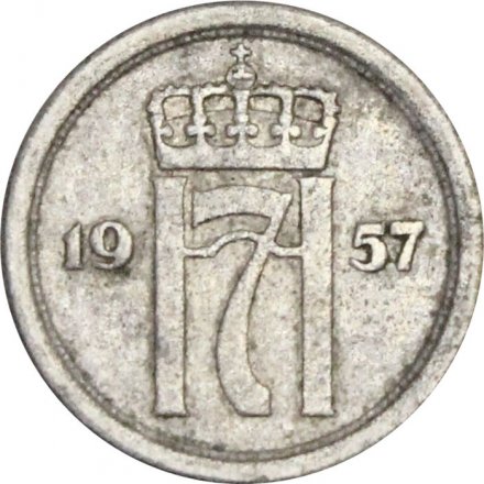 Норвегия 10 эре 1957 год - Король Хокон VII