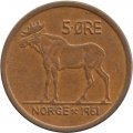 Норвегия 5 эре 1961 год - Лось
