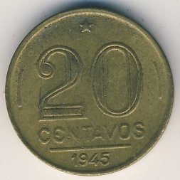 Бразилия 20 сентаво 1945 год