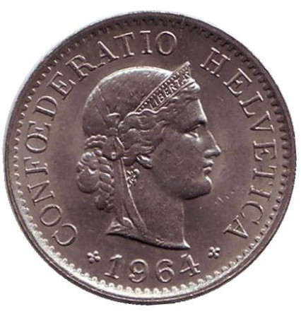 Швейцария 5 раппенов 1964 год