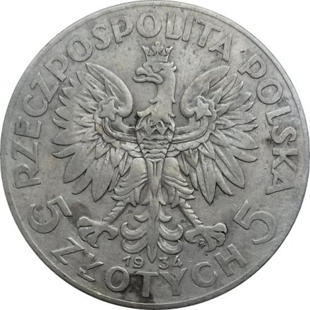 Польша 5 злотых 1934 год - Королева Ядвига