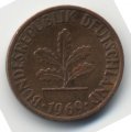 ФРГ 1 пфенниг 1969 год - D