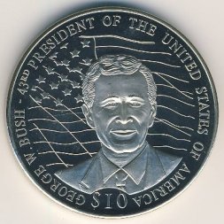 Либерия 10 долларов 2000 год