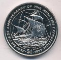 Либерия 1 доллар 1997 год - 50 лет экспедиции Кон-Тики