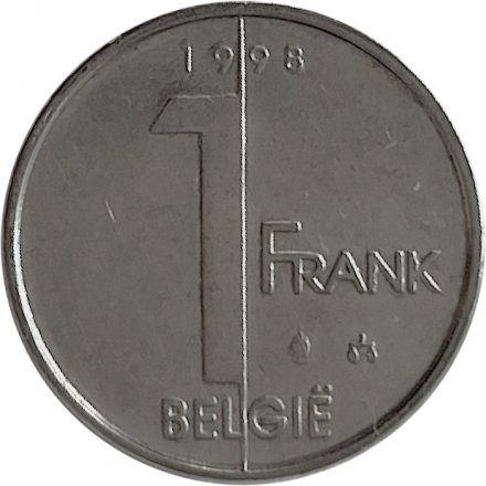 Бельгия 1 франк 1998 год BELGIE