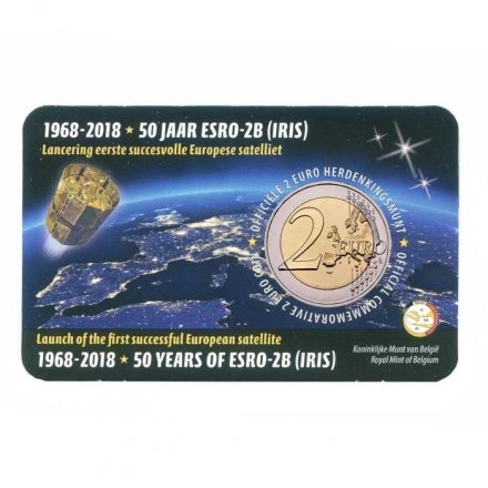 Бельгия 2 евро 2018 год - 50 лет Запуску спутника ESRO-2B
