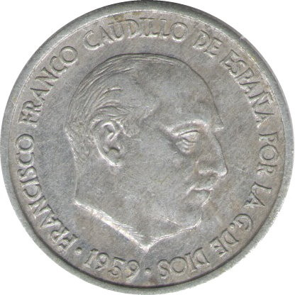 Испания 10 сентимо 1959 год