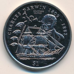 Монета Сьерра-Леоне 1 доллар 1999 год - Чарльз Дарвин