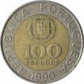 Португалия 100 эскудо 1990 год - Педру Нуниш