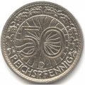Веймарская республика 50 рейхспфеннигов 1935 год (D)