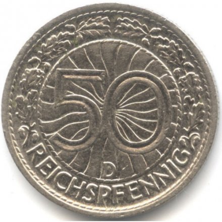 Веймарская республика 50 рейхспфеннигов 1935 год (D)