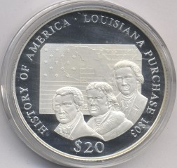 Либерия 20 долларов 2000 год - Луизианская покупка 1803