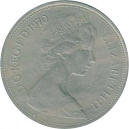 Великобритания 10 новых пенсов 1970 год - Коронованный лев