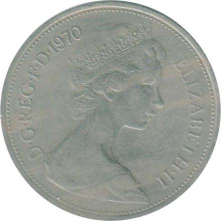 Великобритания 10 новых пенсов 1970 год - Коронованный лев