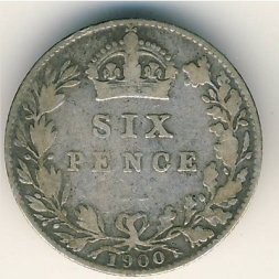 Великобритания 6 пенсов 1900 год