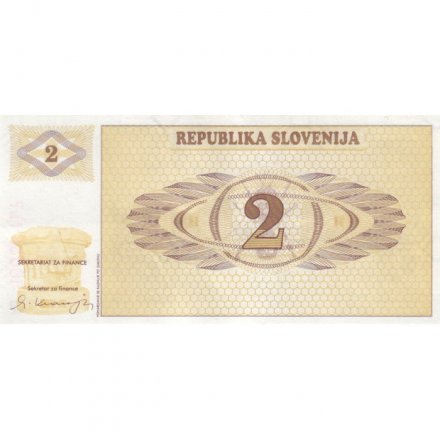 Словения 2 толара 1990 год - Гора Триглав. Камень принца из Ландхауза - UNC