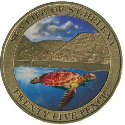 Остров Святой Елены 25 пенсов 2013 - Морская жизнь - Черепаха