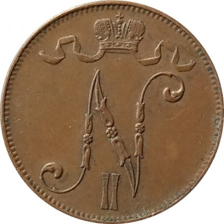 Финляндия 5 пенни 1916 год - XF