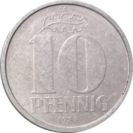 ГДР 10 пфеннигов 1988 год