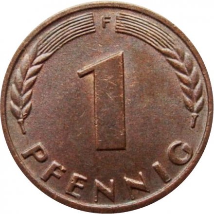 ФРГ 1 пфенниг 1966 год - F