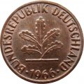 ФРГ 1 пфенниг 1966 год - F