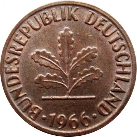 ФРГ 1 пфенниг 1966 год - F