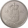 Дания 1 крона 1980 год - Королева Маргрете II