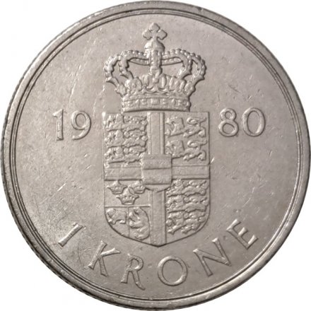 Дания 1 крона 1980 год - Королева Маргрете II