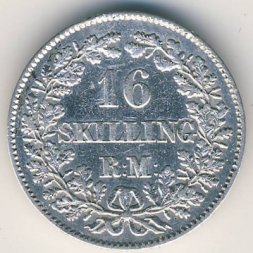 Дания 16 скиллингов ригсмонт 1856 год
