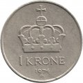 Норвегия 1 крона 1974 год - Король Улаф V
