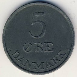 Дания 5 эре 1961 год - Король Фредерик IX