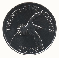 Монета Бермудские острова 25 центов 2008 год - Белохвостый фаэтон