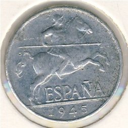 Испания 5 сентимо 1945 год
