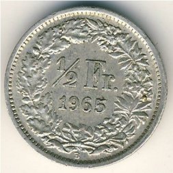 Швейцария 1/2 франка 1965 год