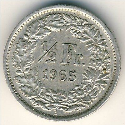 Швейцария 1/2 франка 1965 год