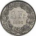 Швейцария 2 франка 1980 год