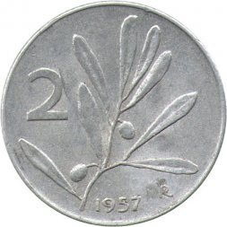 Италия 2 лиры 1957 год - Пчела