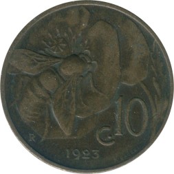 Италия 10 чентезимо 1923 год