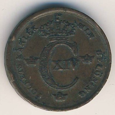 Швеция 1/6 скиллинга 1835 год