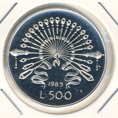 Италия 500 лир 1985 год - 200 лет со дня рождения Пьеро Мандзони (Proof)