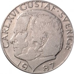 Швеция 1 крона 1987 год - Король Карл XVI Густав