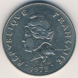 Монета Новая Каледония 50 франков 1972 год