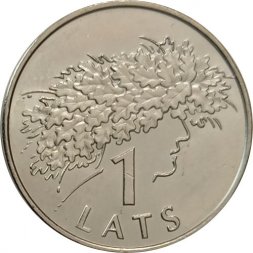 Латвия 1 лат 2006 год - Дубовый венок