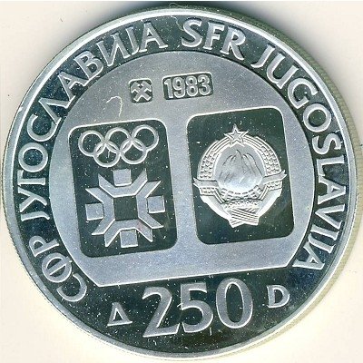 Югославия 250 динаров 1983 год - XIV зимние Олимпийские игры. Скульптура из Лепенского Вира
